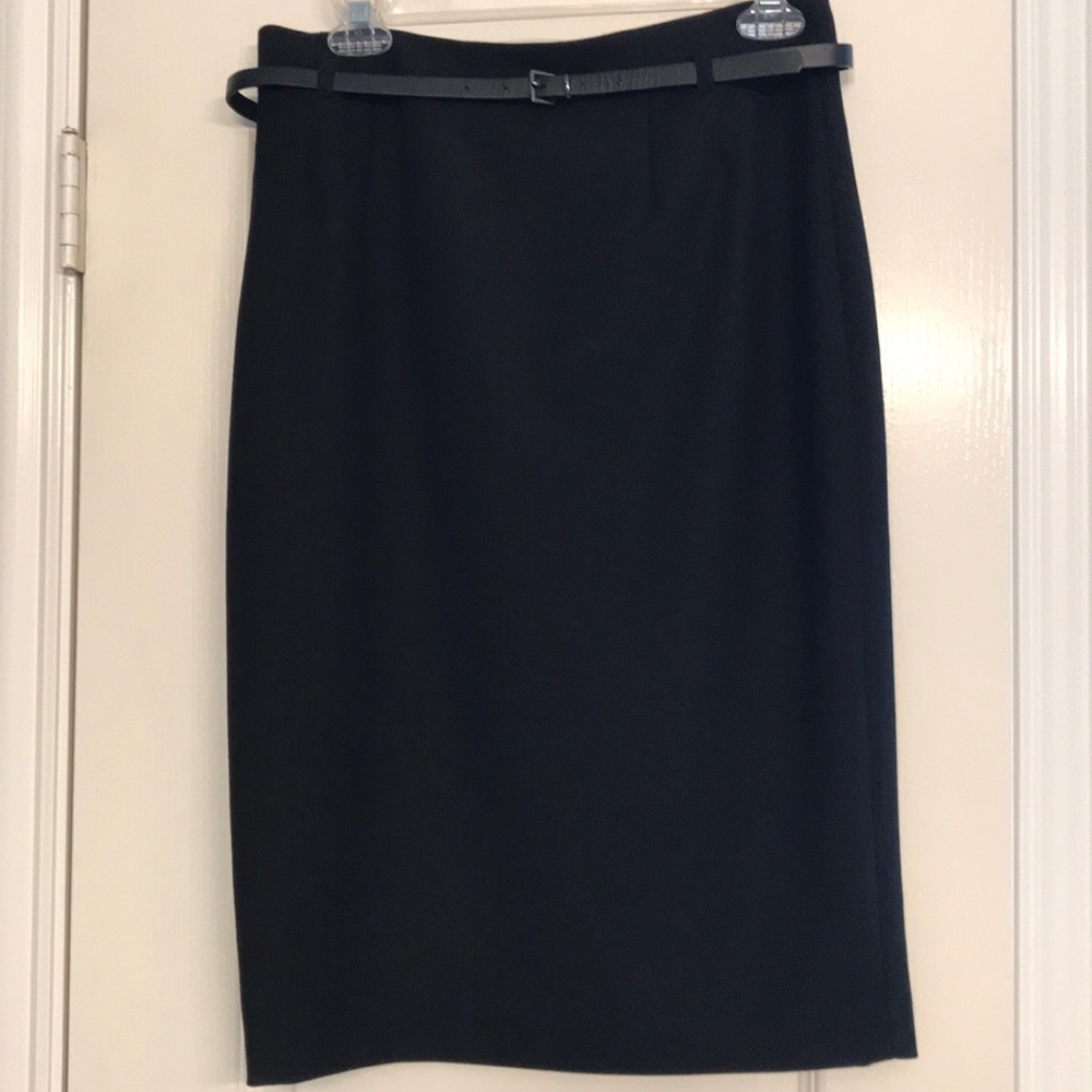 Belted Black Pencil Skirt